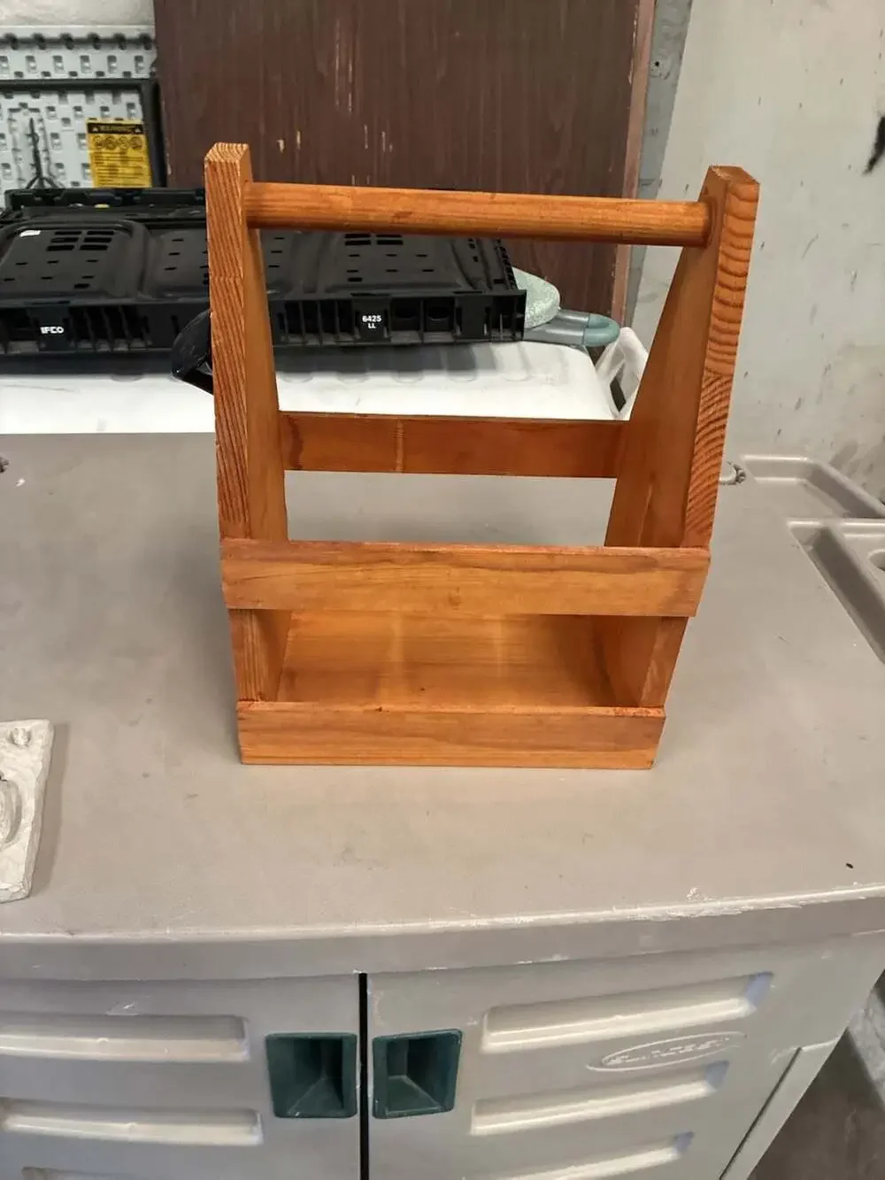 Rustic Wooden Six-Pack Beer Bottle Carrier Caddy with Built-in Bottle Opener
